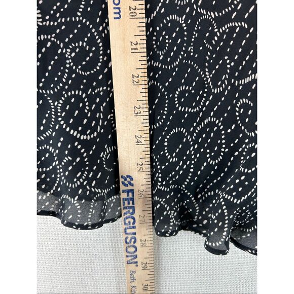 New 100% Silk Swirl Print Skirt XL Black White Bias Cut Y2K Minimal Office Siren - Picture 5 of 9